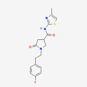 molecular formula C17H18FN3O2S B4578696 1-[2-(4-fluorophenyl)ethyl]-N-(4-methyl-1,3-thiazol-2-yl)-5-oxo-3-pyrrolidinecarboxamide 