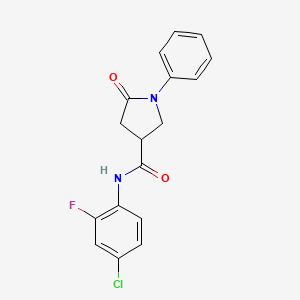 molecular formula C17H14ClFN2O2 B4578713 N-(4-chloro-2-fluorophenyl)-5-oxo-1-phenyl-3-pyrrolidinecarboxamide CAS No. 862678-13-5