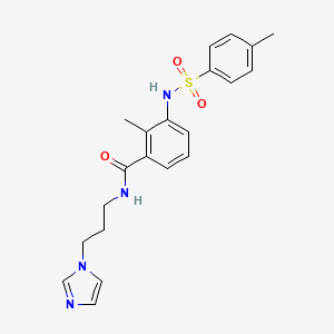 molecular formula C21H24N4O3S B4578725 N-[3-(1H-咪唑-1-基)丙基]-2-甲基-3-{[(4-甲苯基)磺酰基]氨基}苯甲酰胺 