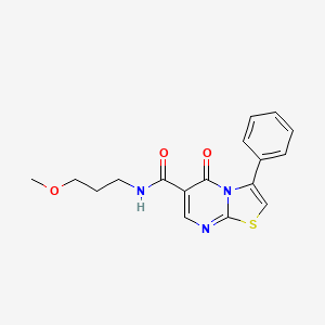 molecular formula C17H17N3O3S B4578766 N-(3-methoxypropyl)-5-oxo-3-phenyl-5H-[1,3]thiazolo[3,2-a]pyrimidine-6-carboxamide 