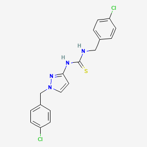 molecular formula C18H16Cl2N4S B4578773 N-(4-chlorobenzyl)-N'-[1-(4-chlorobenzyl)-1H-pyrazol-3-yl]thiourea 