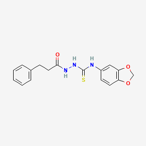 molecular formula C17H17N3O3S B4578797 N-1,3-benzodioxol-5-yl-2-(3-phenylpropanoyl)hydrazinecarbothioamide 