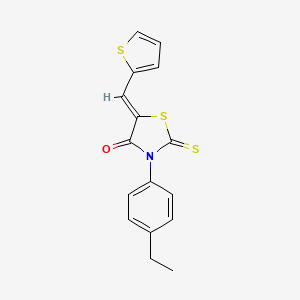 molecular formula C16H13NOS3 B4578833 3-(4-ethylphenyl)-5-(2-thienylmethylene)-2-thioxo-1,3-thiazolidin-4-one 
