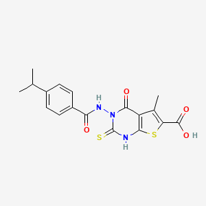 molecular formula C18H17N3O4S2 B4578848 3-[(4-异丙基苯甲酰)氨基]-2-巯基-5-甲基-4-氧代-3,4-二氢噻吩并[2,3-d]嘧啶-6-羧酸 