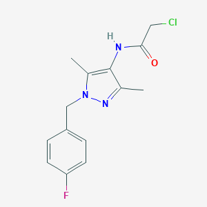 molecular formula C14H15ClFN3O B457886 2-chloro-N-[1-(4-fluorobenzyl)-3,5-dimethyl-1H-pyrazol-4-yl]acetamide 