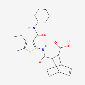molecular formula C24H32N2O4S B4578867 3-[({3-[(环己基氨基)羰基]-4-乙基-5-甲基-2-噻吩基}氨基)羰基]双环[2.2.2]辛-5-烯-2-羧酸 