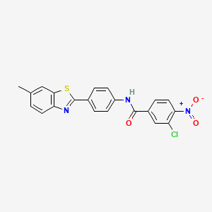 molecular formula C21H14ClN3O3S B4578878 3-chloro-N-[4-(6-methyl-1,3-benzothiazol-2-yl)phenyl]-4-nitrobenzamide 