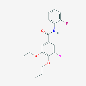 molecular formula C18H19FINO3 B4578888 3-ethoxy-N-(2-fluorophenyl)-5-iodo-4-propoxybenzamide 