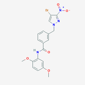 molecular formula C19H17BrN4O5 B457889 3-({4-bromo-3-nitro-1H-pyrazol-1-yl}methyl)-N-(2,5-dimethoxyphenyl)benzamide 