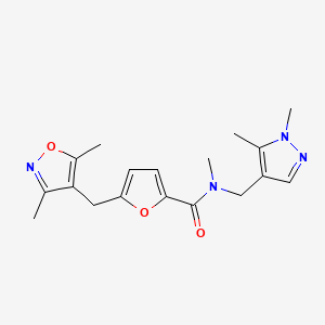molecular formula C18H22N4O3 B4578911 5-[(3,5-dimethyl-4-isoxazolyl)methyl]-N-[(1,5-dimethyl-1H-pyrazol-4-yl)methyl]-N-methyl-2-furamide 