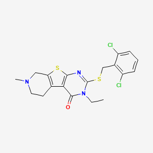 molecular formula C19H19Cl2N3OS2 B4578928 2-[(2,6-二氯苄基)硫]-3-乙基-7-甲基-5,6,7,8-四氢吡啶并[4',3':4,5]噻吩[2,3-d]嘧啶-4(3H)-酮 