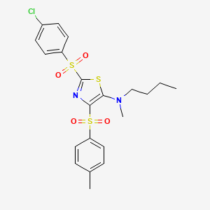 molecular formula C21H23ClN2O4S3 B4578953 N-丁基-2-[(4-氯苯基)磺酰基]-N-甲基-4-[(4-甲苯基)磺酰基]-1,3-噻唑-5-胺 