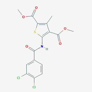 molecular formula C16H13Cl2NO5S B457897 Dimethyl 5-[(3,4-dichlorobenzoyl)amino]-3-methyl-2,4-thiophenedicarboxylate 