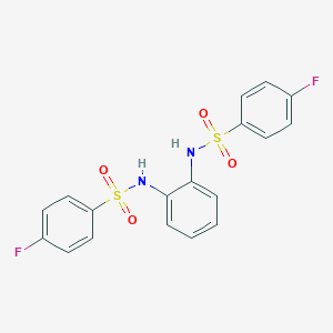 molecular formula C18H14F2N2O4S2 B457898 4-fluoro-N-(2-{[(4-fluorophenyl)sulfonyl]amino}phenyl)benzenesulfonamide 