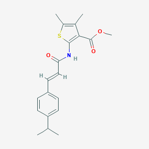 molecular formula C20H23NO3S B457900 Methyl 2-{[3-(4-isopropylphenyl)acryloyl]amino}-4,5-dimethyl-3-thiophenecarboxylate 