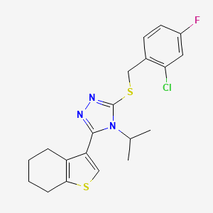 molecular formula C20H21ClFN3S2 B4579028 3-[(2-氯-4-氟苄基)硫基]-4-异丙基-5-(4,5,6,7-四氢-1-苯并噻吩-3-基)-4H-1,2,4-三唑 