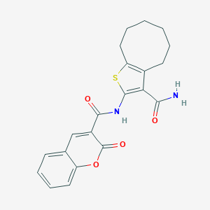 molecular formula C21H20N2O4S B457905 N-(3-carbamoyl-4,5,6,7,8,9-hexahydrocycloocta[b]thiophen-2-yl)-2-oxo-2H-chromene-3-carboxamide 