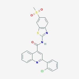 molecular formula C24H16ClN3O3S2 B457907 2-(2-chlorophenyl)-N-[6-(methylsulfonyl)-1,3-benzothiazol-2-yl]-4-quinolinecarboxamide CAS No. 544697-65-6