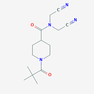 molecular formula C15H22N4O2 B4579072 N,N-bis(cyanomethyl)-1-(2,2-dimethylpropanoyl)-4-piperidinecarboxamide 