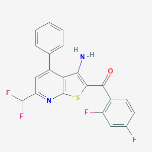 molecular formula C21H12F4N2OS B457908 [3-Amino-6-(difluoromethyl)-4-phenylthieno[2,3-b]pyridin-2-yl](2,4-difluorophenyl)methanone 