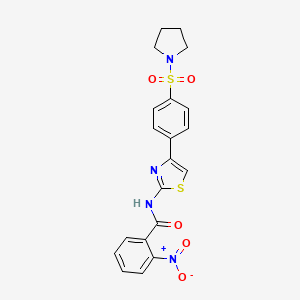 molecular formula C20H18N4O5S2 B4579101 2-nitro-N-{4-[4-(1-pyrrolidinylsulfonyl)phenyl]-1,3-thiazol-2-yl}benzamide 