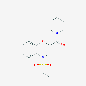molecular formula C17H24N2O4S B4579109 4-(ethylsulfonyl)-2-[(4-methyl-1-piperidinyl)carbonyl]-3,4-dihydro-2H-1,4-benzoxazine 