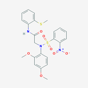 molecular formula C23H23N3O7S2 B4579172 N~2~-(2,4-dimethoxyphenyl)-N~1~-[2-(methylthio)phenyl]-N~2~-[(2-nitrophenyl)sulfonyl]glycinamide 