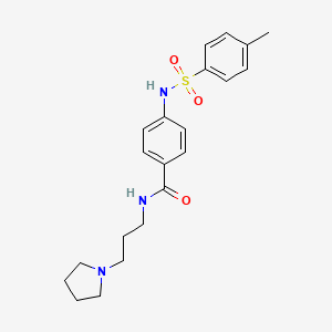 molecular formula C21H27N3O3S B4579177 4-{[(4-methylphenyl)sulfonyl]amino}-N-[3-(1-pyrrolidinyl)propyl]benzamide 