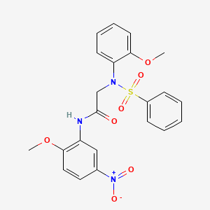 molecular formula C22H21N3O7S B4579195 N~1~-(2-甲氧基-5-硝基苯基)-N~2~-(2-甲氧基苯基)-N~2~-(苯磺酰基)甘氨酰胺 