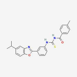 molecular formula C25H23N3O2S B4579211 N-({[3-(5-isopropyl-1,3-benzoxazol-2-yl)phenyl]amino}carbonothioyl)-4-methylbenzamide 