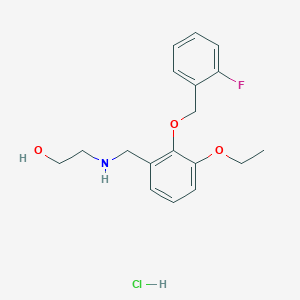 molecular formula C18H23ClFNO3 B4579221 2-({3-乙氧基-2-[(2-氟苄基)氧基]苄基}氨基)乙醇盐酸盐 