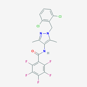 molecular formula C19H12Cl2F5N3O B457924 N-[1-(2,6-dichlorobenzyl)-3,5-dimethyl-1H-pyrazol-4-yl]-2,3,4,5,6-pentafluorobenzamide 