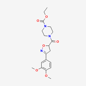 molecular formula C19H25N3O6 B4579256 4-{[3-(3,4-二甲氧基苯基)-4,5-二氢-5-异恶唑基]羰基}-1-哌嗪羧酸乙酯 