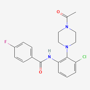 molecular formula C19H19ClFN3O2 B4579277 N-[2-(4-acetyl-1-piperazinyl)-3-chlorophenyl]-4-fluorobenzamide 