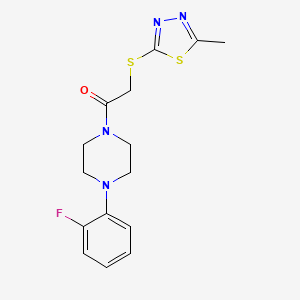 molecular formula C15H17FN4OS2 B4579288 1-(2-fluorophenyl)-4-{[(5-methyl-1,3,4-thiadiazol-2-yl)thio]acetyl}piperazine 