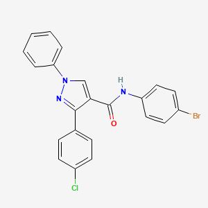 molecular formula C22H15BrClN3O B4579303 N-(4-bromophenyl)-3-(4-chlorophenyl)-1-phenyl-1H-pyrazole-4-carboxamide 