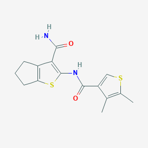 molecular formula C15H16N2O2S2 B4579305 2-{[(4,5-dimethyl-3-thienyl)carbonyl]amino}-5,6-dihydro-4H-cyclopenta[b]thiophene-3-carboxamide 