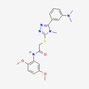 molecular formula C21H25N5O3S B4579347 N-(2,5-dimethoxyphenyl)-2-({5-[3-(dimethylamino)phenyl]-4-methyl-4H-1,2,4-triazol-3-yl}thio)acetamide 