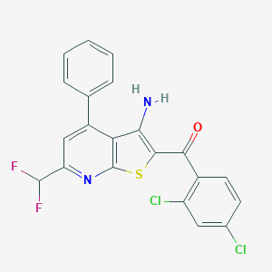 molecular formula C21H12Cl2F2N2OS B457937 [3-Amino-6-(difluoromethyl)-4-phenylthieno[2,3-b]pyridin-2-yl](2,4-dichlorophenyl)methanone 