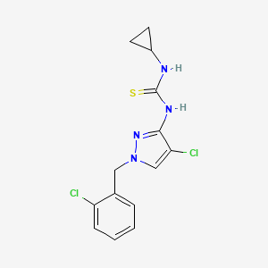 molecular formula C14H14Cl2N4S B4579374 N-[4-chloro-1-(2-chlorobenzyl)-1H-pyrazol-3-yl]-N'-cyclopropylthiourea 