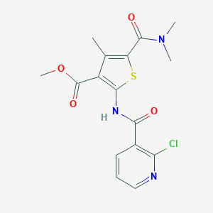 molecular formula C16H16ClN3O4S B457938 Methyl 2-{[(2-chloro-3-pyridinyl)carbonyl]amino}-5-[(dimethylamino)carbonyl]-4-methyl-3-thiophenecarboxylate 