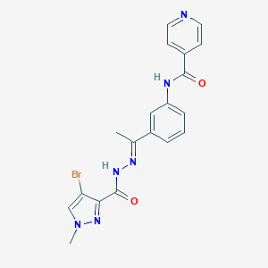 N-(3-{N-[(4-bromo-1-methyl-1H-pyrazol-3-yl)carbonyl]ethanehydrazonoyl}phenyl)isonicotinamide