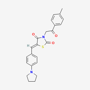molecular formula C23H22N2O3S B4579404 3-[2-(4-甲苯基)-2-氧代乙基]-5-[4-(1-吡咯烷基)亚苄基]-1,3-噻唑烷二酮-2,4-二酮 