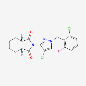 molecular formula C18H16Cl2FN3O2 B4579466 (3aR,7aS)-2-[4-chloro-1-(2-chloro-6-fluorobenzyl)-1H-pyrazol-3-yl]hexahydro-1H-isoindole-1,3(2H)-dione 