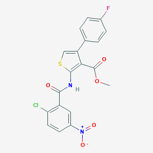 molecular formula C19H12ClFN2O5S B457947 Methyl 2-({2-chloro-5-nitrobenzoyl}amino)-4-(4-fluorophenyl)-3-thiophenecarboxylate 