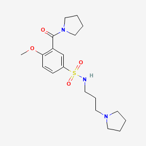 molecular formula C19H29N3O4S B4579479 4-methoxy-3-(1-pyrrolidinylcarbonyl)-N-[3-(1-pyrrolidinyl)propyl]benzenesulfonamide 