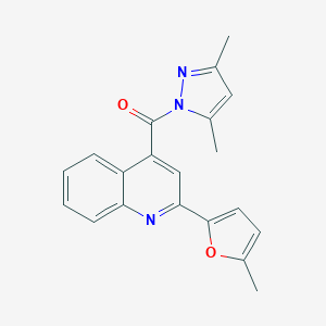 molecular formula C20H17N3O2 B457948 (3,5-dimethyl-1H-pyrazol-1-yl)[2-(5-methylfuran-2-yl)quinolin-4-yl]methanone 