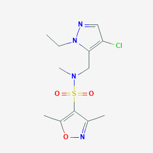 molecular formula C12H17ClN4O3S B4579538 N-[(4-氯-1-乙基-1H-吡唑-5-基)甲基]-N,3,5-三甲基-4-异恶唑磺酰胺 