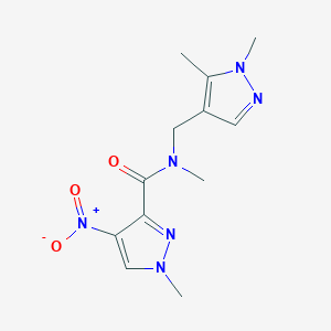 molecular formula C12H16N6O3 B457954 N-[(1,5-dimethyl-1H-pyrazol-4-yl)methyl]-4-nitro-N,1-dimethyl-1H-pyrazole-3-carboxamide 