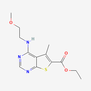 molecular formula C13H17N3O3S B4579550 ethyl 4-[(2-methoxyethyl)amino]-5-methylthieno[2,3-d]pyrimidine-6-carboxylate 